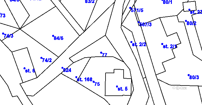 Parcela st. 77 v KÚ Lipí u Náchoda, Katastrální mapa
