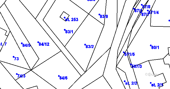 Parcela st. 83/2 v KÚ Lipí u Náchoda, Katastrální mapa