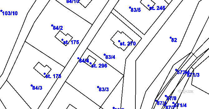Parcela st. 83/4 v KÚ Lipí u Náchoda, Katastrální mapa