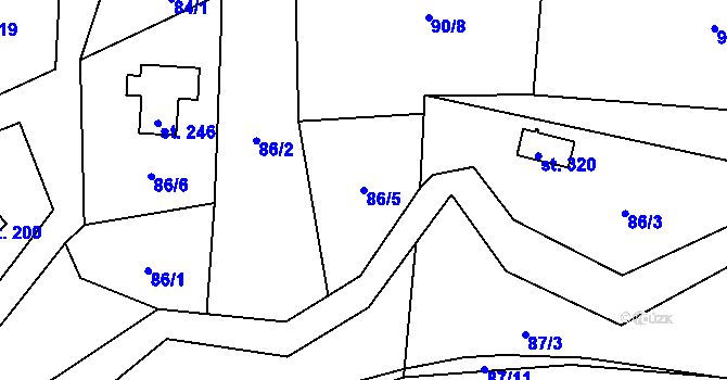 Parcela st. 86/5 v KÚ Lipí u Náchoda, Katastrální mapa