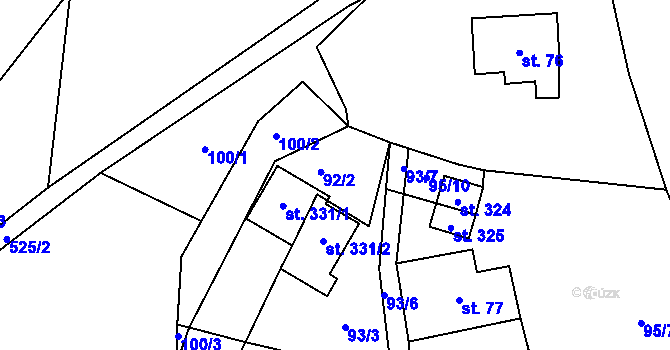 Parcela st. 92/2 v KÚ Lipí u Náchoda, Katastrální mapa
