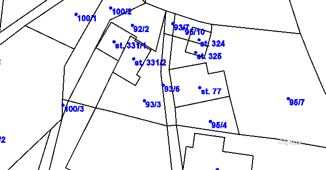 Parcela st. 93/6 v KÚ Lipí u Náchoda, Katastrální mapa