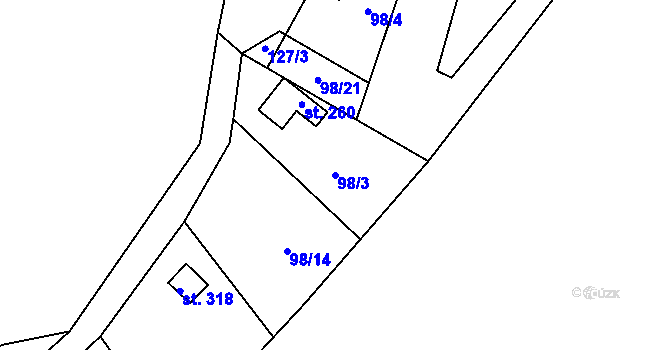 Parcela st. 98/3 v KÚ Lipí u Náchoda, Katastrální mapa