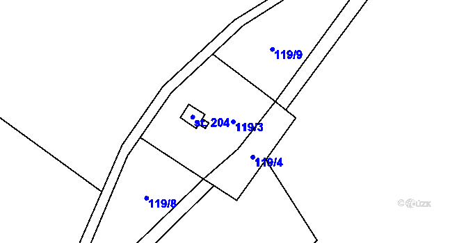 Parcela st. 119/3 v KÚ Lipí u Náchoda, Katastrální mapa