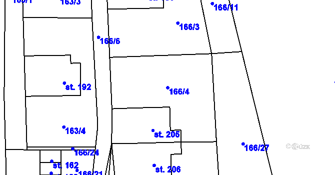 Parcela st. 166/4 v KÚ Lipí u Náchoda, Katastrální mapa