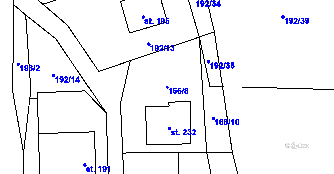 Parcela st. 166/8 v KÚ Lipí u Náchoda, Katastrální mapa