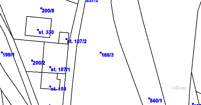 Parcela st. 188/3 v KÚ Lipí u Náchoda, Katastrální mapa