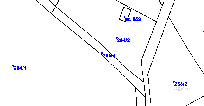 Parcela st. 265/4 v KÚ Lipí u Náchoda, Katastrální mapa