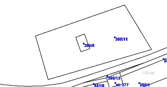 Parcela st. 395/9 v KÚ Lipí u Náchoda, Katastrální mapa