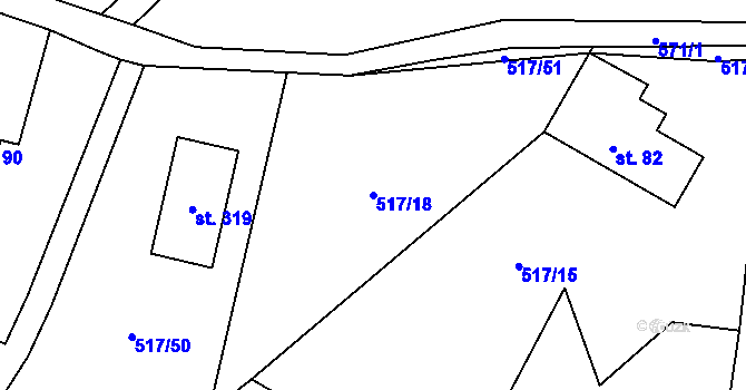 Parcela st. 517/18 v KÚ Lipí u Náchoda, Katastrální mapa