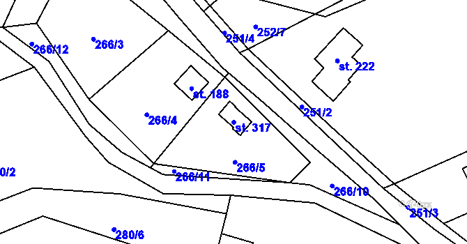Parcela st. 317 v KÚ Lipí u Náchoda, Katastrální mapa