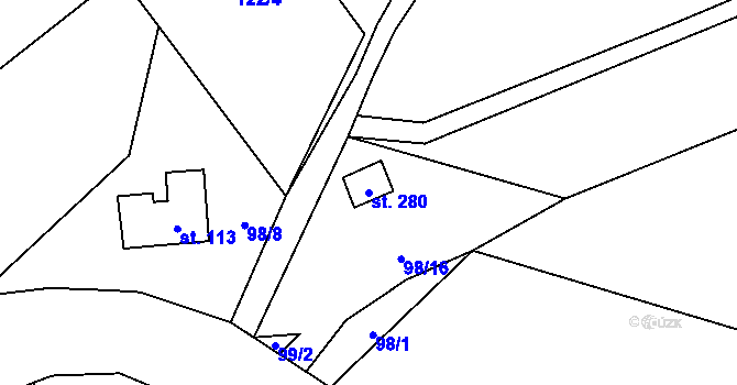 Parcela st. 280 v KÚ Lipí u Náchoda, Katastrální mapa