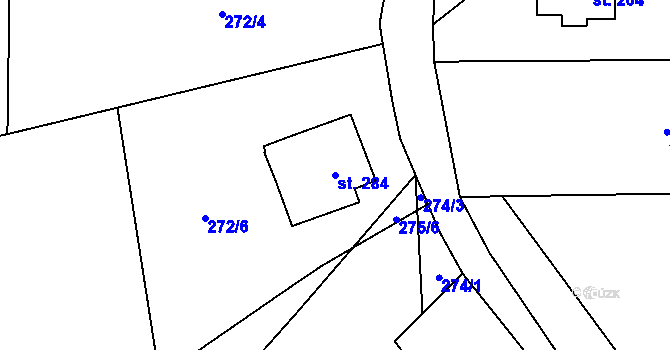 Parcela st. 284 v KÚ Lipí u Náchoda, Katastrální mapa
