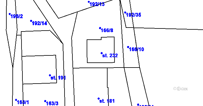 Parcela st. 232 v KÚ Lipí u Náchoda, Katastrální mapa