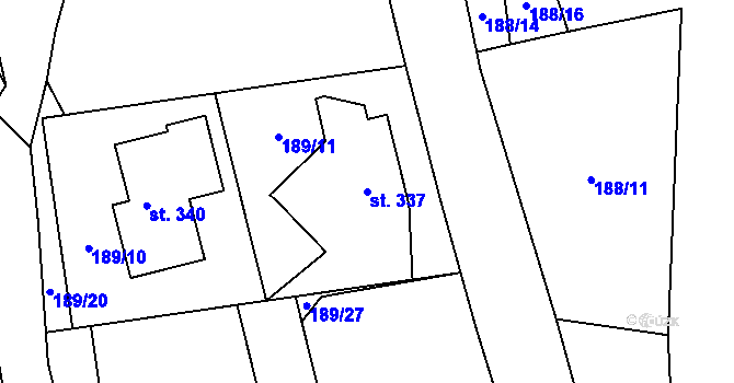 Parcela st. 337 v KÚ Lipí u Náchoda, Katastrální mapa