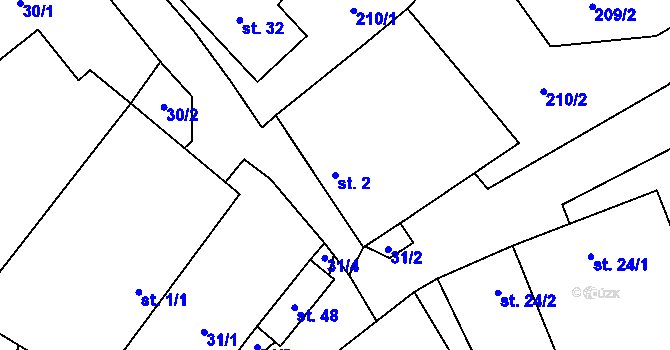 Parcela st. 2 v KÚ Lipice, Katastrální mapa