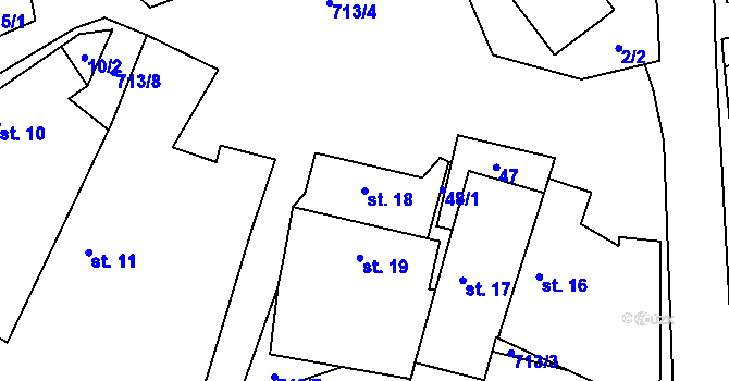 Parcela st. 18 v KÚ Lipice, Katastrální mapa