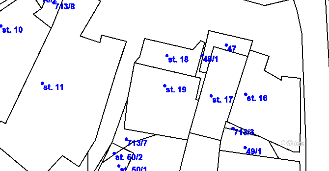 Parcela st. 19 v KÚ Lipice, Katastrální mapa