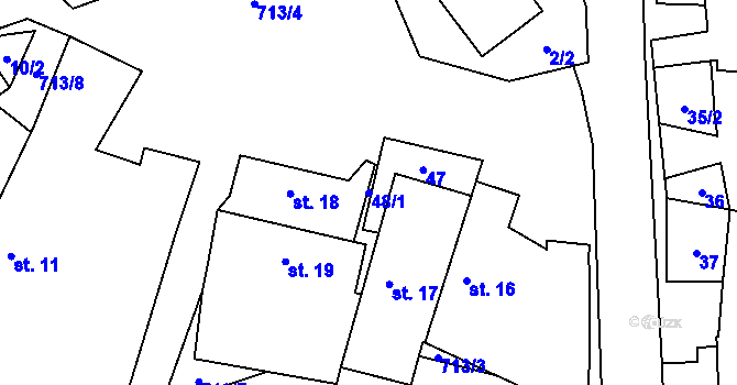 Parcela st. 48/1 v KÚ Lipice, Katastrální mapa