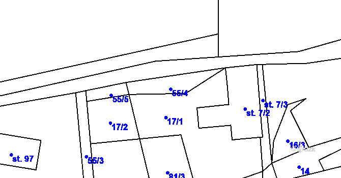Parcela st. 55/4 v KÚ Lipice, Katastrální mapa