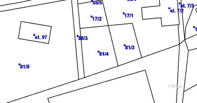 Parcela st. 81/4 v KÚ Lipice, Katastrální mapa