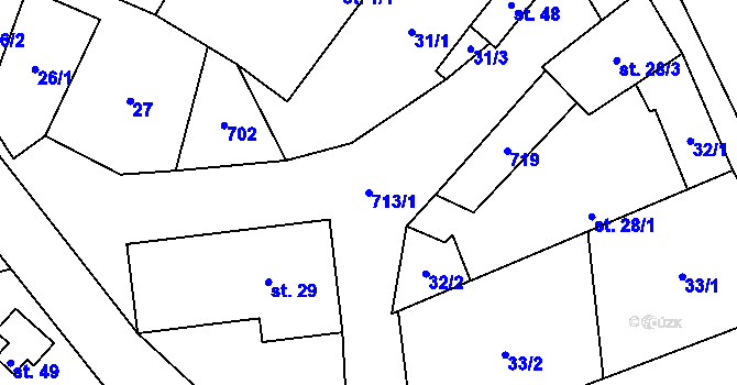 Parcela st. 713/1 v KÚ Lipice, Katastrální mapa