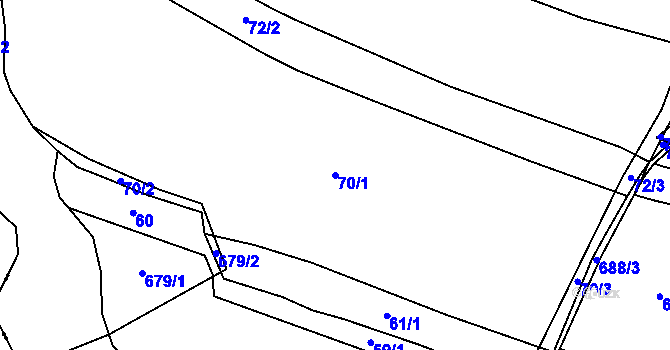 Parcela st. 70/1 v KÚ Lipice, Katastrální mapa