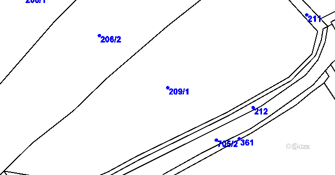 Parcela st. 209/1 v KÚ Lipice, Katastrální mapa