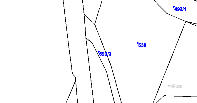 Parcela st. 693/3 v KÚ Lipice, Katastrální mapa