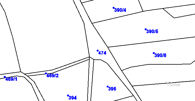 Parcela st. 474 v KÚ Pejškov, Katastrální mapa