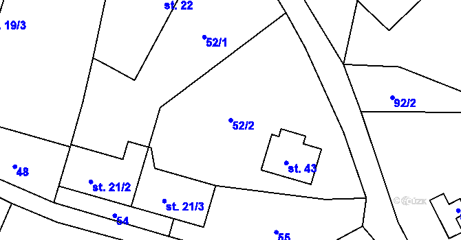 Parcela st. 52/2 v KÚ Pejškov, Katastrální mapa
