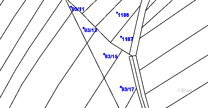 Parcela st. 93/15 v KÚ Křekov, Katastrální mapa