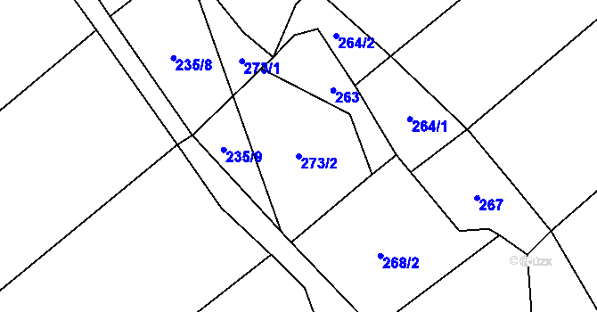 Parcela st. 273/2 v KÚ Křekov, Katastrální mapa