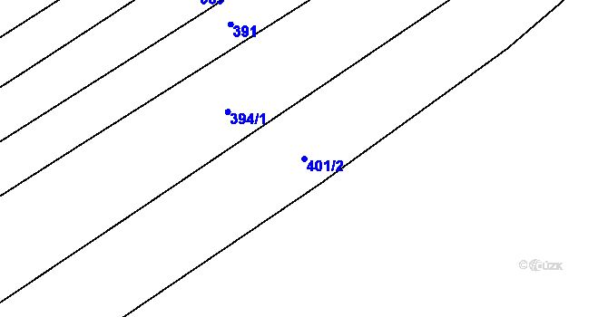 Parcela st. 401/2 v KÚ Křekov, Katastrální mapa