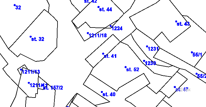 Parcela st. 41 v KÚ Křekov, Katastrální mapa