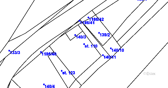 Parcela st. 110 v KÚ Křekov, Katastrální mapa