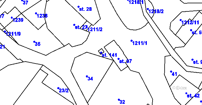 Parcela st. 141 v KÚ Křekov, Katastrální mapa