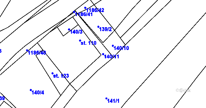 Parcela st. 140/11 v KÚ Křekov, Katastrální mapa