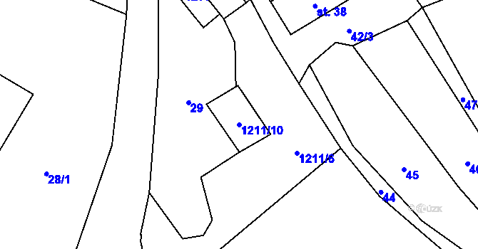 Parcela st. 1211/10 v KÚ Křekov, Katastrální mapa