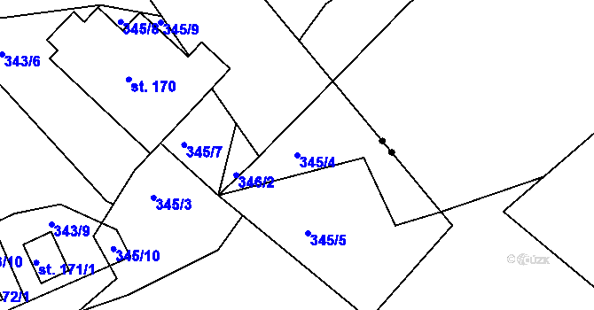 Parcela st. 345/4 v KÚ Lipina, Katastrální mapa