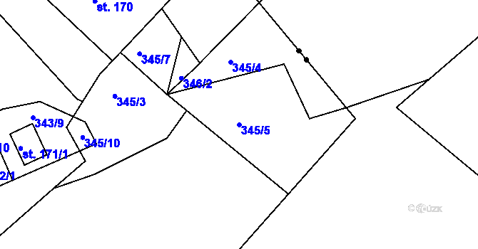 Parcela st. 345/5 v KÚ Lipina, Katastrální mapa