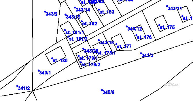 Parcela st. 178/1 v KÚ Lipina, Katastrální mapa