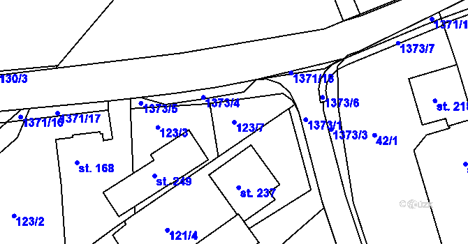 Parcela st. 123/7 v KÚ Lipina, Katastrální mapa