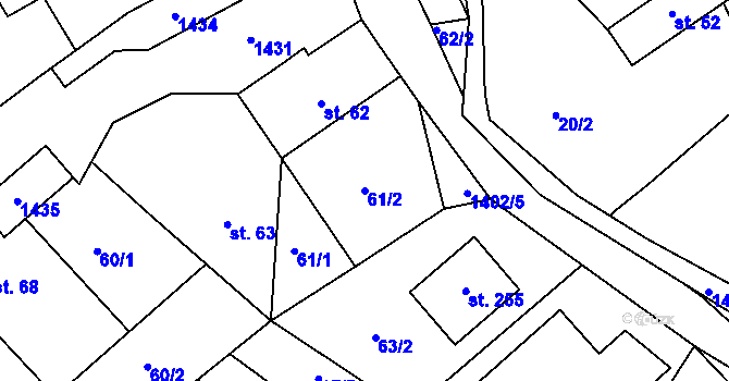 Parcela st. 61/2 v KÚ Lipina, Katastrální mapa