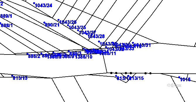 Parcela st. 1386/11 v KÚ Lipina, Katastrální mapa