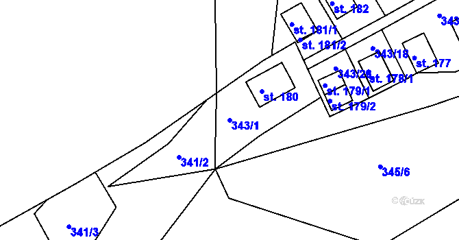 Parcela st. 343/1 v KÚ Lipina, Katastrální mapa