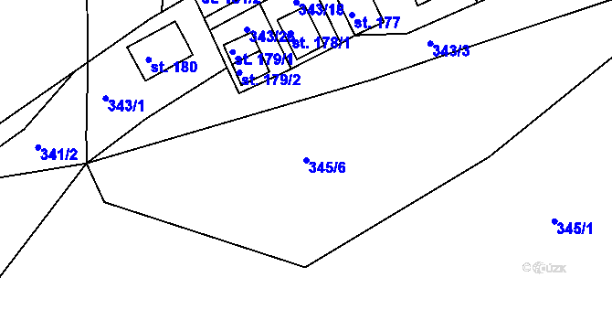 Parcela st. 345/6 v KÚ Lipina, Katastrální mapa