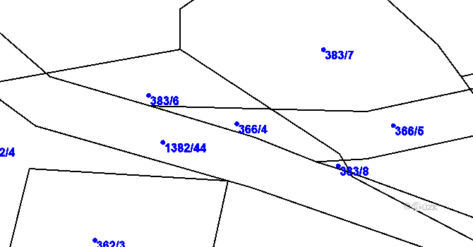 Parcela st. 366/4 v KÚ Lipina, Katastrální mapa