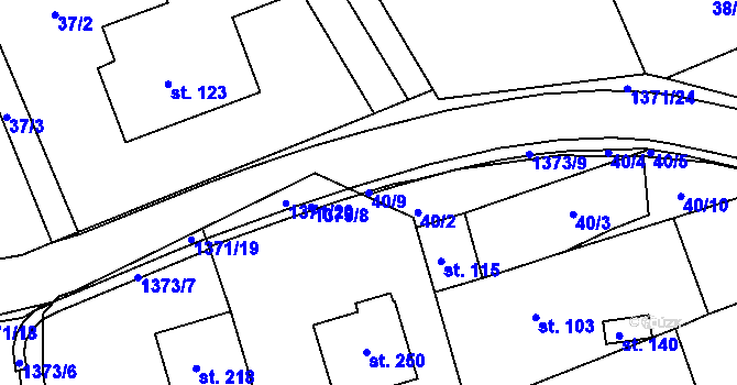 Parcela st. 40/9 v KÚ Lipina, Katastrální mapa