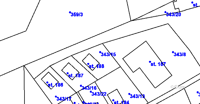 Parcela st. 343/15 v KÚ Lipina, Katastrální mapa